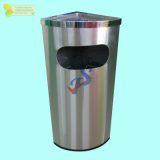 STAINLESS STEEL BIN CORNER BIN c/w Ashtray Top